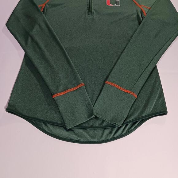 University of Miami Green 1/4 Zip Collared Long Sleeve Performance Top Women's M - Picture 11 of 16
